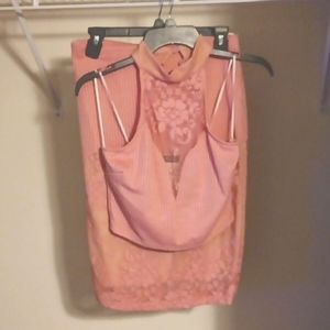 Two piece Lace Rose gold Outfit Kim Cine